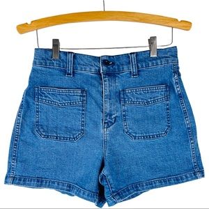 Madewell blue patch pocket classic high waisted denim jean shorts